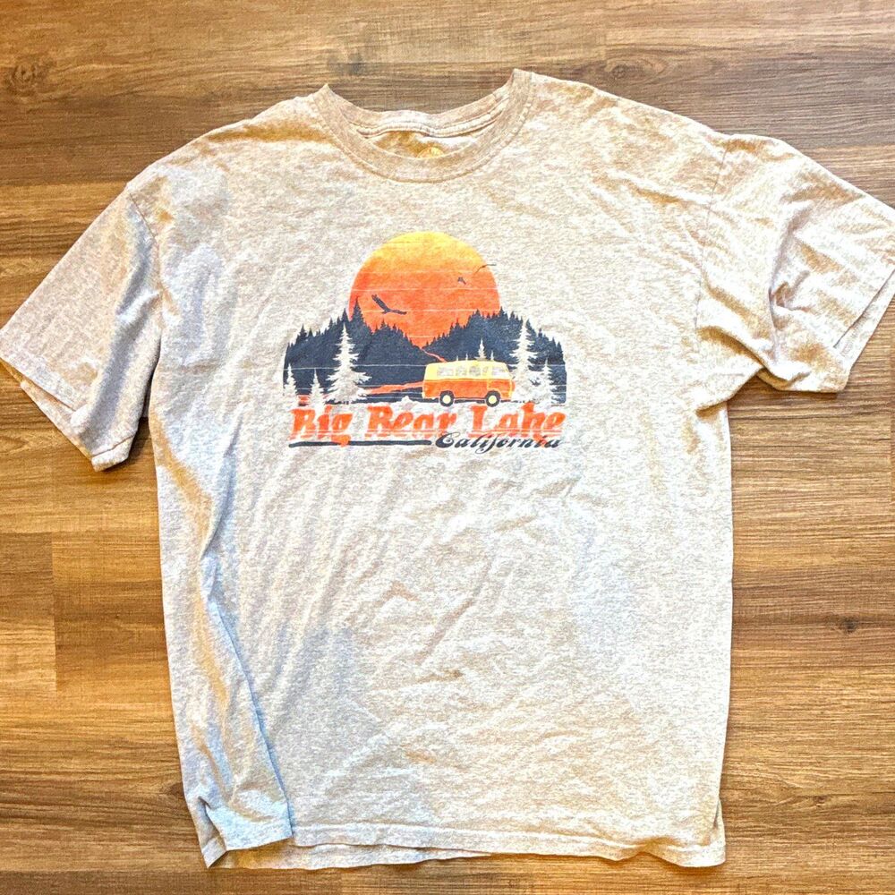 Brixton Men's XL Gray Big Bear Lake California Graphic Print Crew Neck Tee
